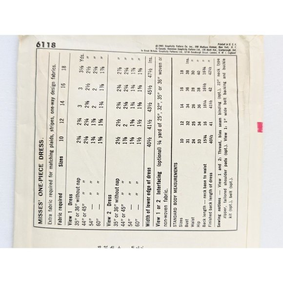 1965 Designer Fashion Dress Sewing Pattern 32" Vtg 60s Mod Dress Pattern Sz 12 - Picture 5 of 6